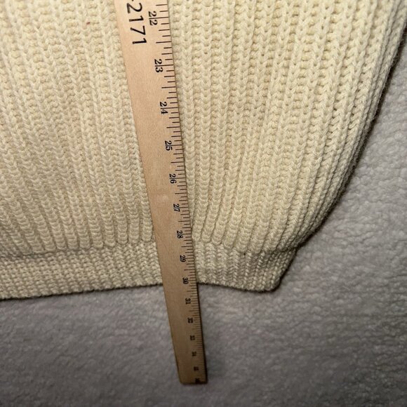 Orvis British Wool Sweater Fisherman Chunky Crew Neck Elbow Patch Cream Ivory XL - Picture 10 of 10